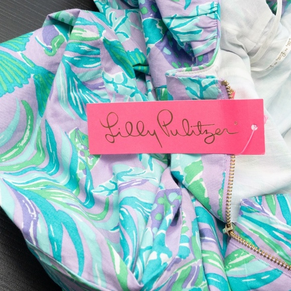 Lilly Pulitzer Lettie Dress Short Sleeve Cat Print - Picture 12 of 13